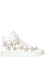 DSQUARED - 20MM CALFSKIN FLOWER SNEAKERS - WHITE
