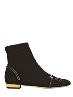 CHARLOTTE OLYMPIA - PUSSY CAT VELVET BOOTS - BLACK