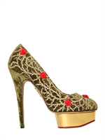 CHARLOTTE OLYMPIA - 150MM DOLLY ROSE VELVET PUMPS - MULTICOLOR