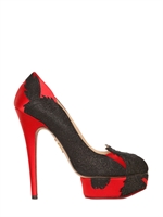 CHARLOTTE OLYMPIA - 150MM SHE WOLF SATIN & SUEDE PUMPS - RED