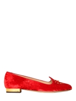 CHARLOTTE OLYMPIA - 10MM FASHIONABLY LATE VELVET LOAFERS - RED
