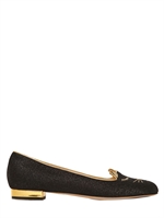 CHARLOTTE OLYMPIA - TUMBLED SUEDE SLEEPING KITTY LOAFERS - BLACK