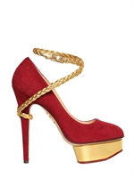 CHARLOTTE OLYMPIA - 150MM DOLLY SUEDE PUMPS - BURGUNDY