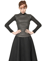 GARETH PUGH - TOP IN COTONE SPALMATO E CASHMERE - NERO