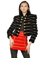 BALMAIN - GOLD STRIPED REX RABBIT JACKET - BLACK