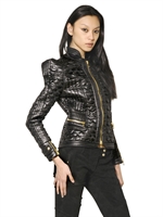 BALMAIN - QUILTED TECHNO SATIN PERFECTO JACKET - BLACK