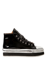 DIONISO - 50MM PATENT LEATHER WEDGE SNEAKERS - BLACK