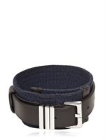 BALMAIN - LEATHER AND GROSGRAIN WRAP BRACELET - NAVY