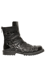 GARETH PUGH - BELTED LEATHER LOW BOOTS - BLACK