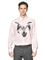 MSGM - WOLF PRINTED STRIPED COTTON POPLIN - PINK