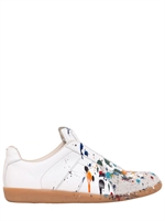 MAISON MARTIN MARGIELA - PAINTED LEATHER SNEAKERS - WHITE