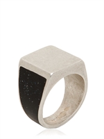 MAISON MARTIN MARGIELA - ENAMELED SQUARE RING - SILVER/BLACK