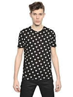 BURBERRY PRORSUM - HEARTS PRINTED COTTON JERSEY T-SHIRT - BLACK
