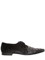 BURBERRY PRORSUM - STUDDED PONYSKIN LACE-UP SHOES - BLACK