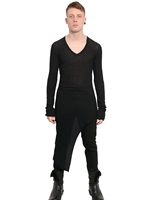 JULIUS - COTTON WOOL CREPE JERSEY SHIRT - BLACK