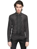 TOM REBL - MACRAME' & SILK COTTON SHIRT - BLACK