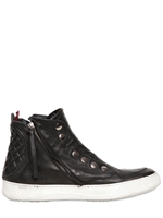 BB BRUNO BORDESE WASHED - QUILTED LEATHER SNEAKERS - BLACK