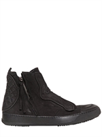 BB BRUNO BORDESE WASHED - QUILTED LEATHER & NUBUCK SNEAKERS - BLACK