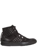 BB BRUNO BORDESE WASHED - QUILTED NAPPA LEATHER & NUBUCK SNEAKERS - BLACK