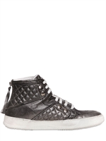 BB BRUNO BORDESE WASHED - QUILTED METALLIC NAPPA LEATHER SNEAKERS - ANTHRACITE
