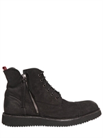 BB BRUNO BORDESE WASHED - SIDE ZIPPED NUBUCK LOW BOOTS - BLACK