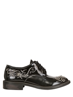 LEATHER CROWN - STUDDED BRUSHED LEATHER DERBY SHOES - BLACK