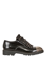 LEATHER CROWN - STUDDED STEEL TOE LEATHER DERBY SHOES - BLACK
