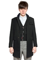 THOM BROWNE - MANTEL AUS WOLLGABARDINE - NAVYBLAU