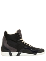 MAISON MARTIN MARGIELA - TECH FABRIC, SUEDE & PATENT LEATHER - BLACK/BLUE