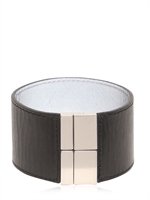 MAISON MARTIN MARGIELA - REFLECTIVE REVERSIBLE LEATHER BRACELET - BLACK/SILVER