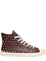 GIENCHI - HAMMERED LEATHER HIGH TOP SNEAKERS - BORDEAUX