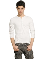 CYCLE - COTTON WOOL JERSEY LONG SLEEVED T-SHIRT - OFF WHITE