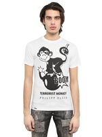 PHILIPP PLEIN - TERRORIST MONKEY COTTON JERSEY T-SHIRT - WHITE