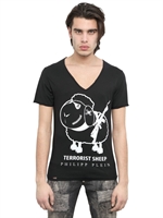 PHILIPP PLEIN - TERRORIST SHEEP COTTON JERSEY T-SHIRT - BLACK