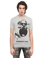 PHILIPP PLEIN - TERRORIST FROG COTTON JERSEY T-SHIRT - GREY