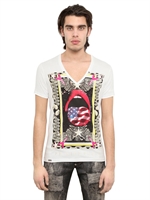 PHILIPP PLEIN - AMERICAN LIPS COTTON JERSEY T-SHIRT - WHITE