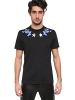 GIVENCHY - CUBAN FIT PRINTED COTTON JERSEY T-SHIRT - BLACK/PURPLE