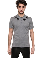 GIVENCHY - POLO IN COTONE PIQUET CUBAN FIT - GREY/BLACK/RED