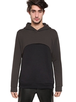 GIVENCHY - FELPA IN COTONE BICOLORE CON CAPPUCCIO - NERO/MARRONE