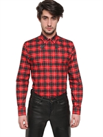 GIVENCHY - CHECKED COTTON CUBAN FIT SHIRT - RED