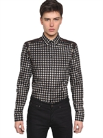 GIVENCHY - PATCHWORK CHECKED COTTON SLIM FIT SHIRT - BLACK