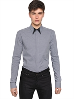 GIVENCHY - CONTRAST COLLAR VICHY COTTON SLIM FIT - BLUE/BLACK