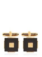 GIVENCHY - ENAMELED LOGO BRASS CUFFLINKS - BLACK/GOLD