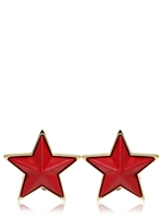 GIVENCHY - RESIN AND BRASS STAR CUFFLINKS - RED/GOLD