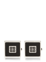 GIVENCHY - ENAMELED LOGO BRASS CUFFLINKS - BLACK