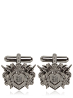 GIVENCHY - CREST LOGO BRASS CUFFLINKS - GUN METAL