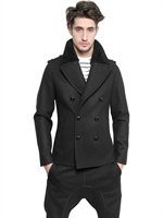 NEIL BARRETT - PEACOAT IN FELTRO DI LANA E SHEARLING - NERO