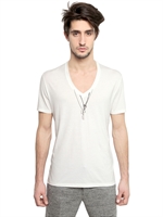 NEIL BARRETT - NECKLACE PRINT LYOCELL JERSEY T-SHIRT - WHITE