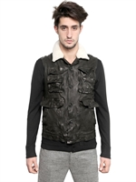 NEIL BARRETT - GILET IN BUFALO E SHEARLING - NERO