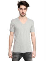 NEIL BARRETT - HEATHERED JERSEY V NECK T-SHIRT - GREY